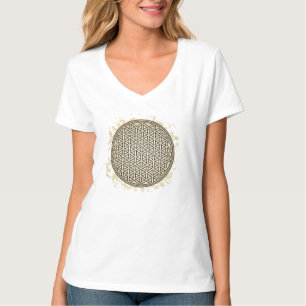Camiseta Feminina Básica Gola em V Flôr da Vida-1