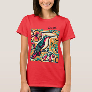Camiseta Feminina Beija-flor Art Déco