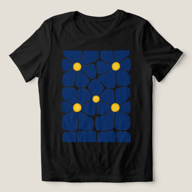 Camiseta Feminina Blue Harmony Floral (Design frontal)
