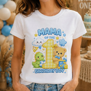 Camiseta Feminina Blue Mama do Menino do Aniversár