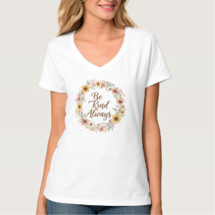 Camiseta Feminina Boho Floral Seja Gentil Sempre
