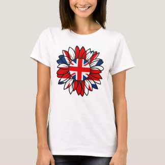 Camiseta Feminina Branca com Desenho de Girassol d