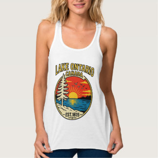 Camiseta Feminina Branca de Alças Lake Ontario Pop