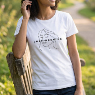 Camiseta Feminina Branca Just Breathe   Minimalist