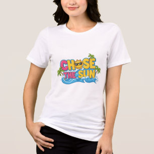 Camiseta Feminina Cartoon Perseguindo o Sol Humor 