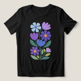 Camiseta Feminina Charme Índigo Floral Abstrato