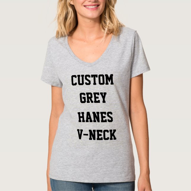 Camiseta feminina cinza personalizada HANES DE COL (Frente)