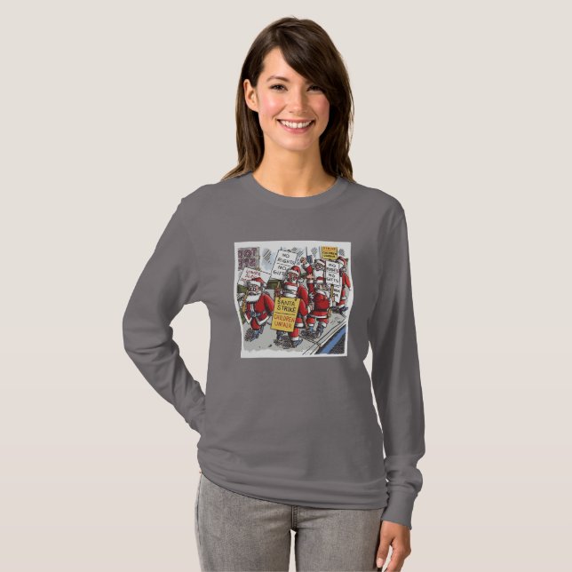 Camiseta feminina cinza vibrante de manga longa Sa (Frente Completa)