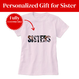 Camiseta Feminina Colagem de Fotos de Irmãs