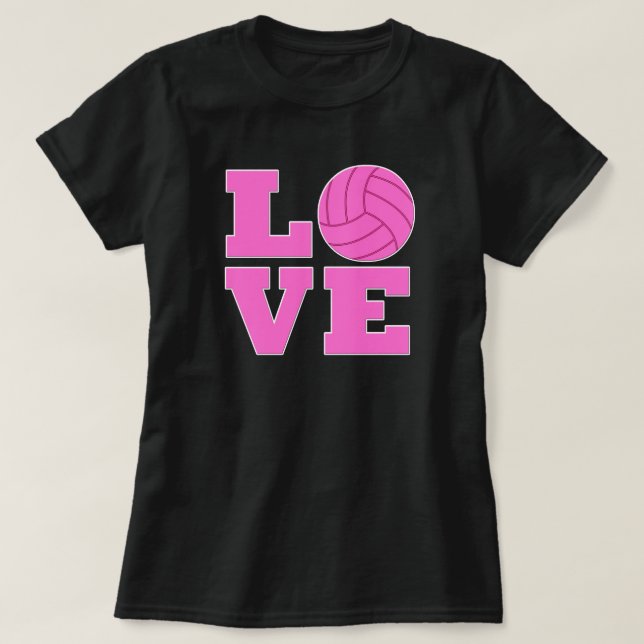 Camiseta feminina com amor de vôlei rosa (Frente do Design)