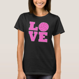 Camiseta feminina com amor de vôlei rosa