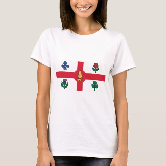 Camiseta Feminina com Bandeira de Montreal, Canadá (Frente)