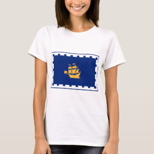 Camiseta Feminina com Bandeira de Quebec City, Can