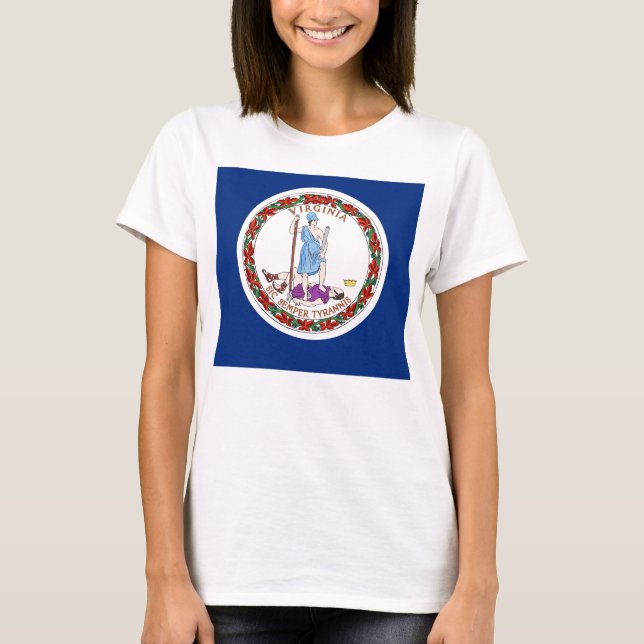 Camiseta Feminina com Bandeira do Estado da Virgín (Frente)