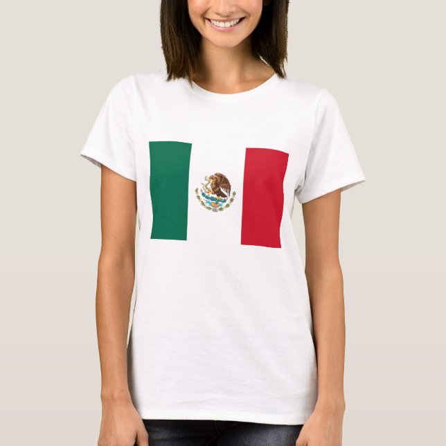 Camiseta feminina com bandeira do México (Frente)