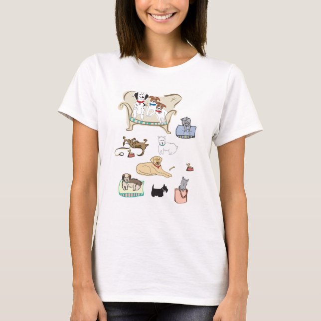 Camiseta feminina com cães (Frente)