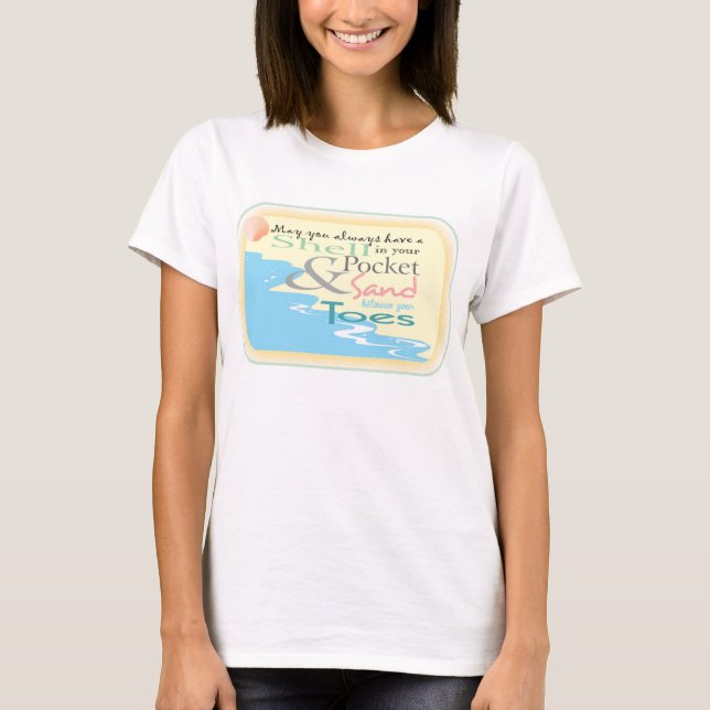 Camiseta feminina com citação de praia (Frente)