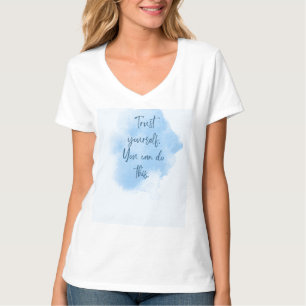 Camiseta Feminina com Decote em V Citação Confie e