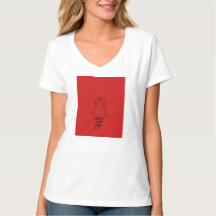 Camiseta Feminina com Decote em V e Arte em Linha 