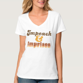 Camiseta feminina com decote em V Impeachment e Pr