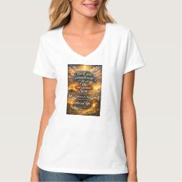 Camiseta Feminina com Decote em V Versículo Bíblic