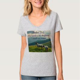 Camiseta Feminina com Decote em V Versículo Bíblic