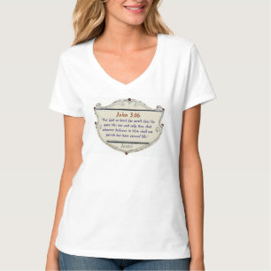 Camiseta Feminina com Decote em V Versículo Bíblic