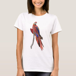 Camiseta feminina com desenho de arara-vermelha