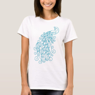 Camiseta Feminina com Desenho de Pavão Decorativo