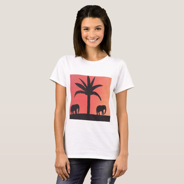 Camiseta feminina com Design de elefante (Frente Completa)