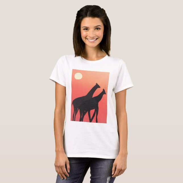 Camiseta feminina com Design Girafa (Frente Completa)