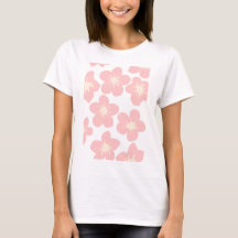 Camiseta feminina com impressão floral rosa