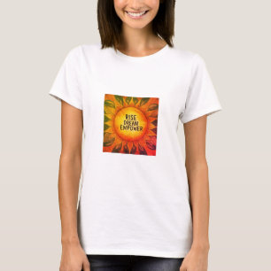 Camiseta feminina com o slogan "Aumente o Empodera