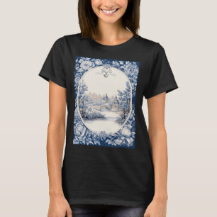 Camiseta feminina com padrão floral francês