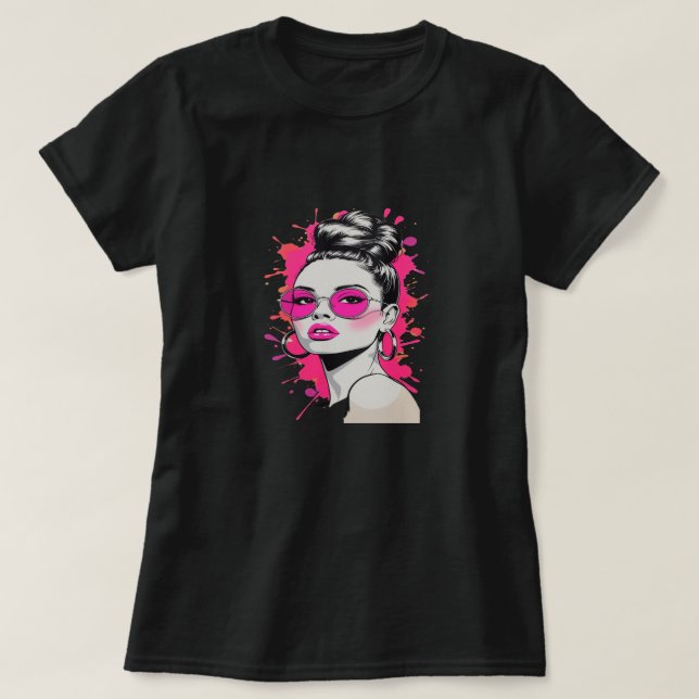 Camiseta feminina com rosto feminino bonito (Frente do Design)