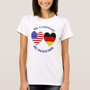 Camiseta Feminina Corações Bandeira Alemanha EUA P