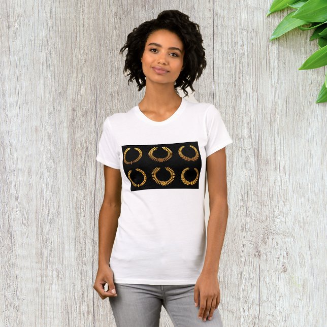 Camiseta Feminina Coroas de Louro Douradas (Criador carregado)