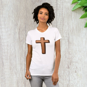 Camiseta Feminina Cruz Religiosa Marrom