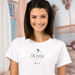 Camiseta Feminina da Tripulação de Surfista da Vid