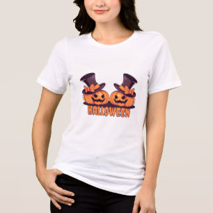 Camiseta Feminina de Abóbora de Halloween