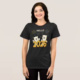 Camiseta feminina de Ano Novo de Ursos Polares 202