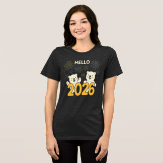 Camiseta feminina de Ano Novo de Ursos Polares 202