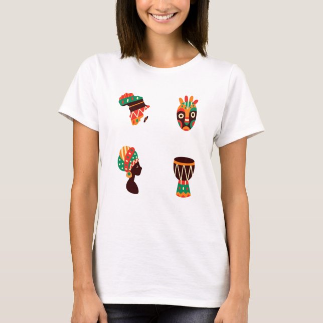 Camiseta Feminina de Arte Africana (Frente)