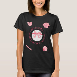 Camiseta Feminina de Beisebol Fofa Personalizável