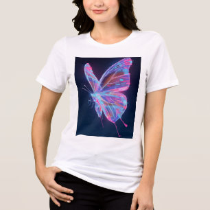 Camiseta feminina de borboleta em aquarela.