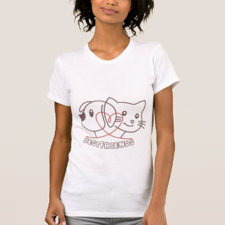 Camiseta Feminina de Cachorro e Gato Melhores Amig