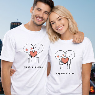 Camiseta Feminina de Casal Personalizada para o Di