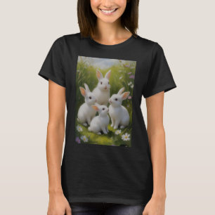 Camiseta Feminina de Coelho Branco Fofo Prado de C