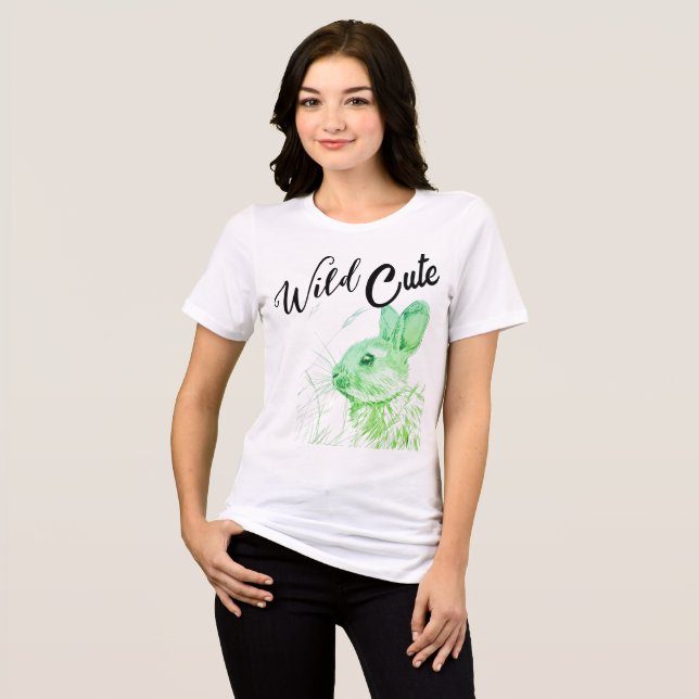 Camiseta Feminina de Design de Lebre – Wild Cute (Frente Completa)