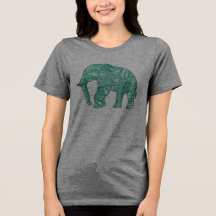 Camiseta Feminina de Elefante Estampado Fofa